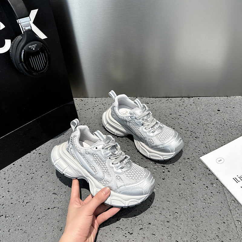 Early Spring Platform Lightweight Mesh Surface Breathable Increased Women's Sports Shoes