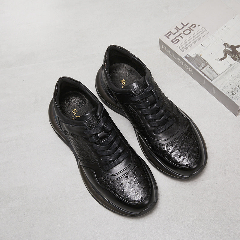 Men's Ostrich Sports Spring Comfortable Platform Genuine Men's Casual Shoes