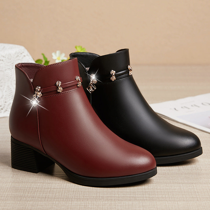 Women's Mother's Short Soft Surface Thick Fleece-lined Women's Shoes