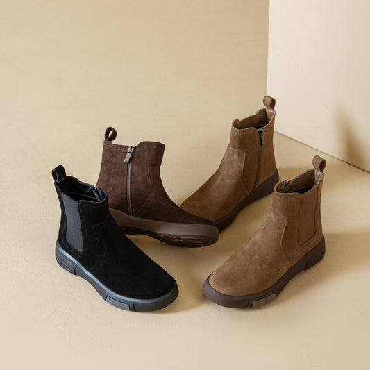 Women's Retro Ankle Thickened Chelsea Genuine England Boots
