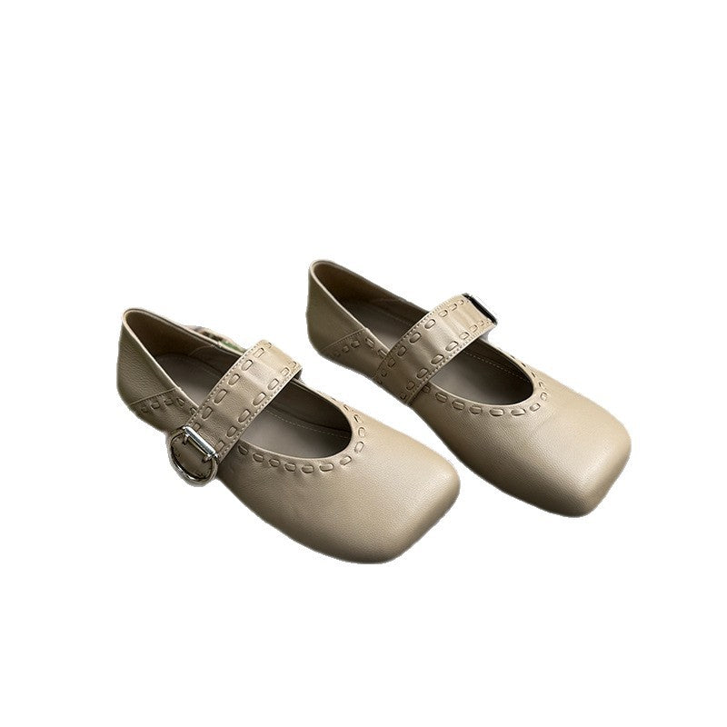 Jane Vintage Square Toe Flat Bottom Grandma Women's Fashion Shoes