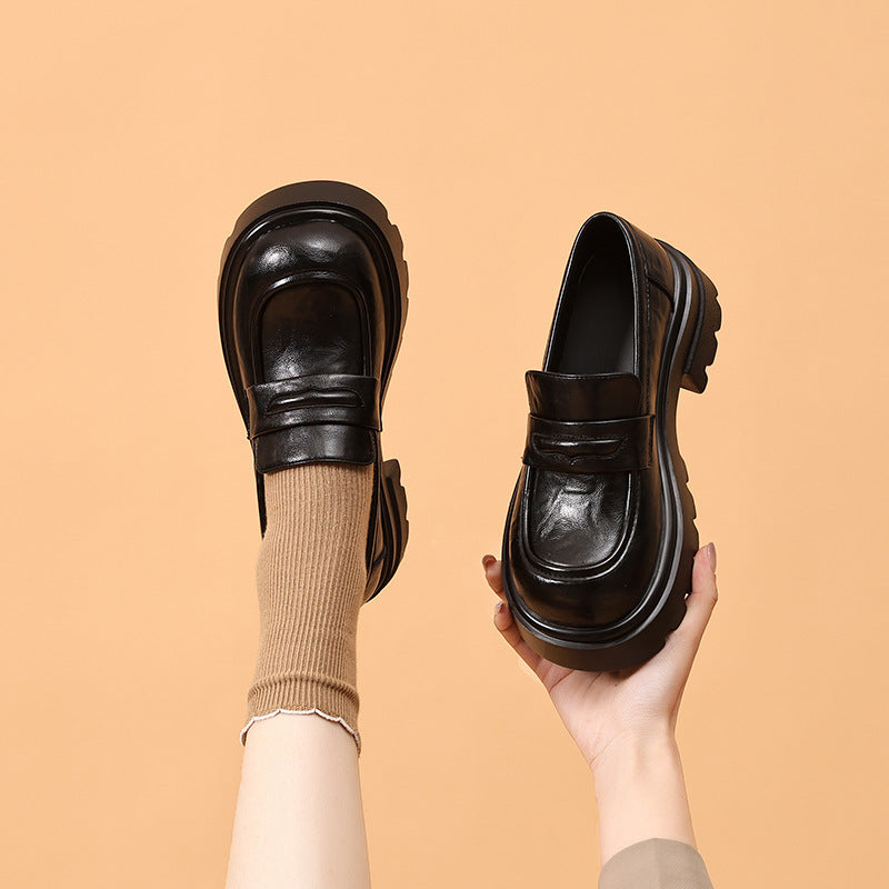 Women's Platform Skirt Wild Slip-on Pumps Chunky Loafers