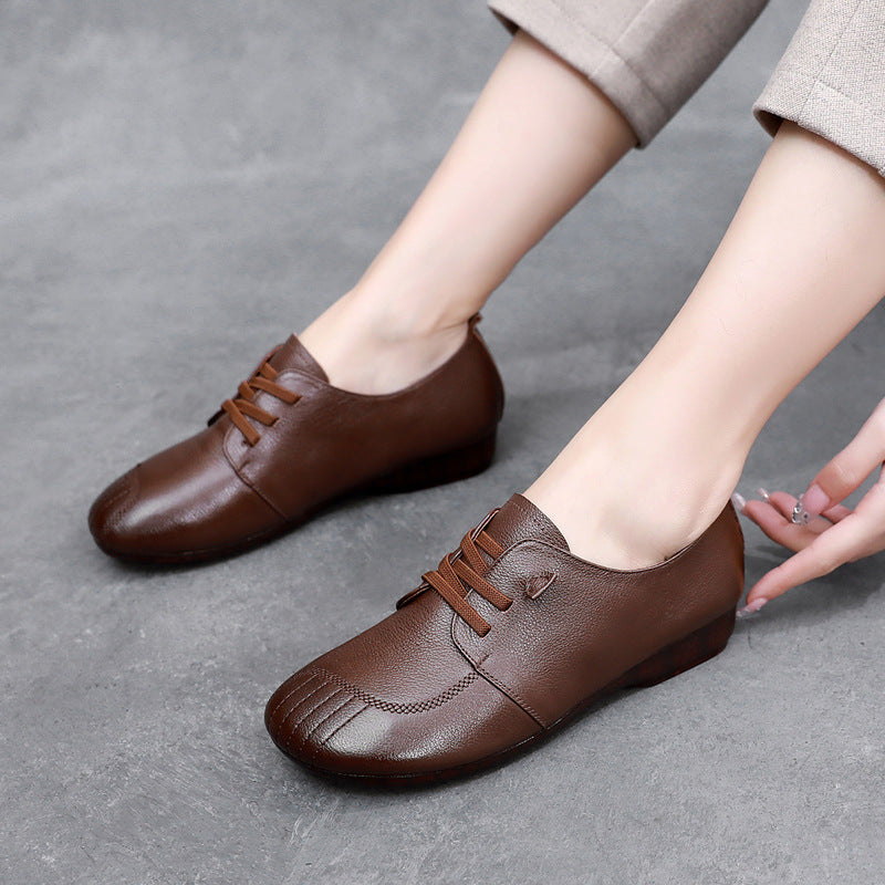 Women's Pumps Spring Soft Bottom Surface Retro Flat First Men's Shoes