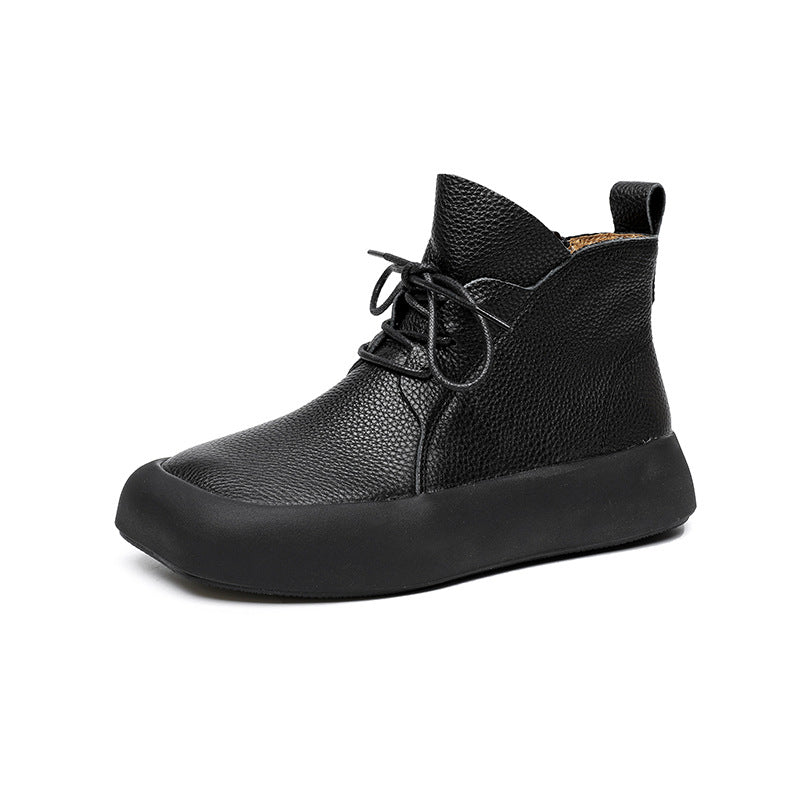 Women's Square Toe Martin Short Fashion Lychee Boots