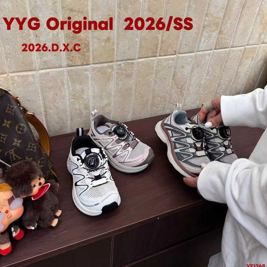 Children's Summer Single Mesh Button Medium Large Sneakers