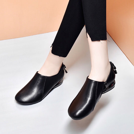Genuine Round Toe Flat Bottom Bow Small Single-layer Soft Women's Casual Shoes