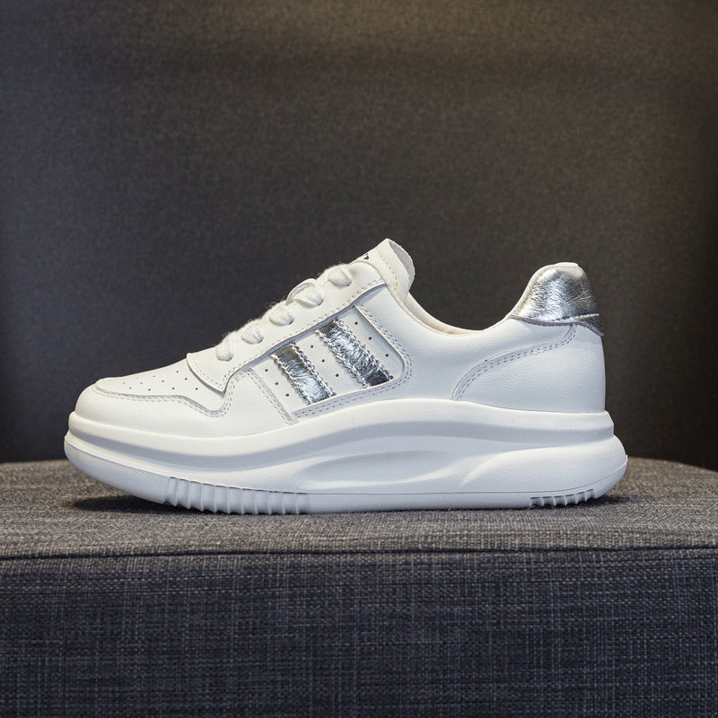 Women's Top Layer Cowhide White Spring Korean Sneakers