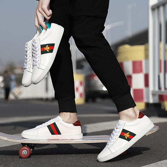 Spring White Low-cut Genuine Flat Trend Sneakers