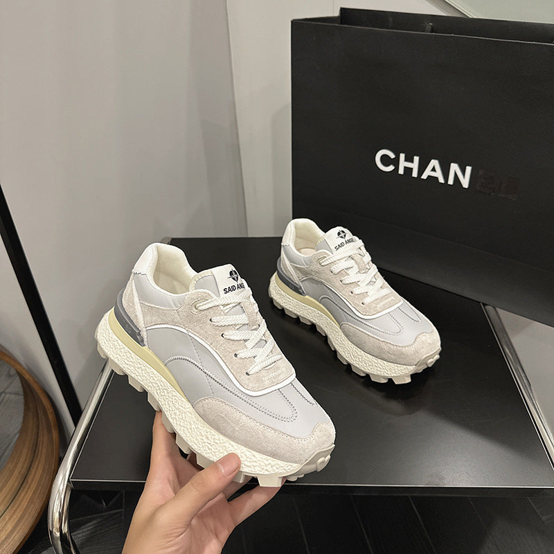 Women's Waffle Summer Retro Easy Matching Small Height Increasing Sports Women's Casual Shoes