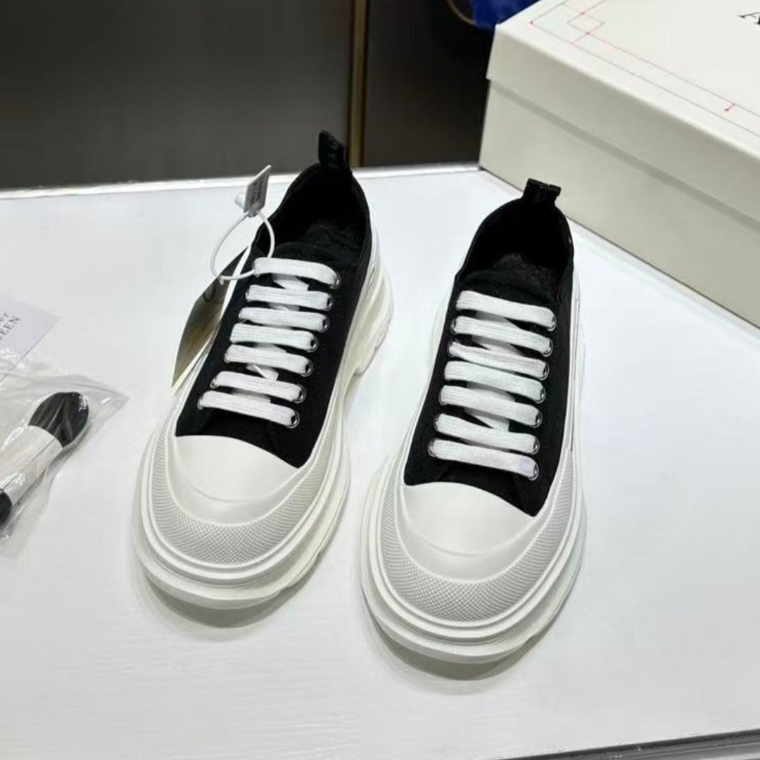 Mcqueen Small Raise The Bottom White Platform Versatile Canvas Shoes