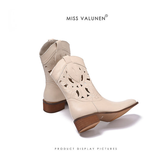 Women's Warren Summer Hollow Out Western Cowboy Vintage Boots