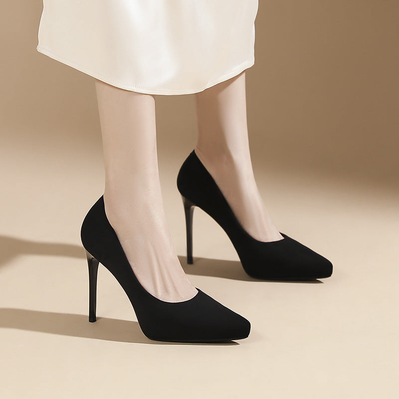 Elegant Pointed Toe Pumps Height Increasing Insole Waterproof Platform High Heels