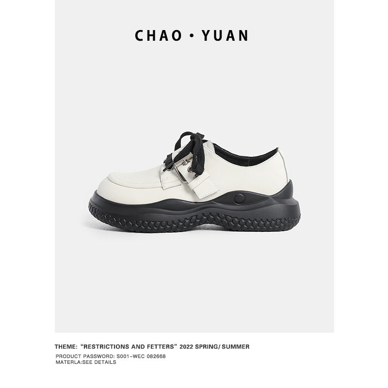 Women's Super Yuan Small Autumn Thick Bottom Versatile Single-layer Design Leather Shoes