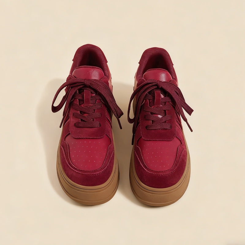 Women's Platform White Height Increasing Niche Retro Low Top Women's Sports Shoes