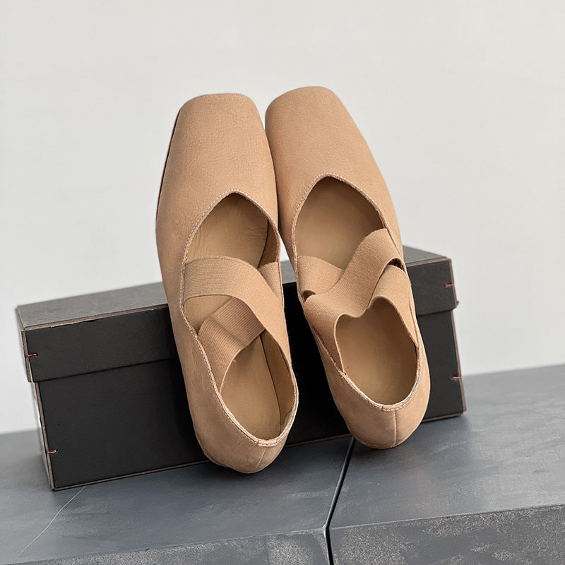 Women's Ballet Vintage Mary Cross Strap Distressed Pumps Women's Fashion Shoes