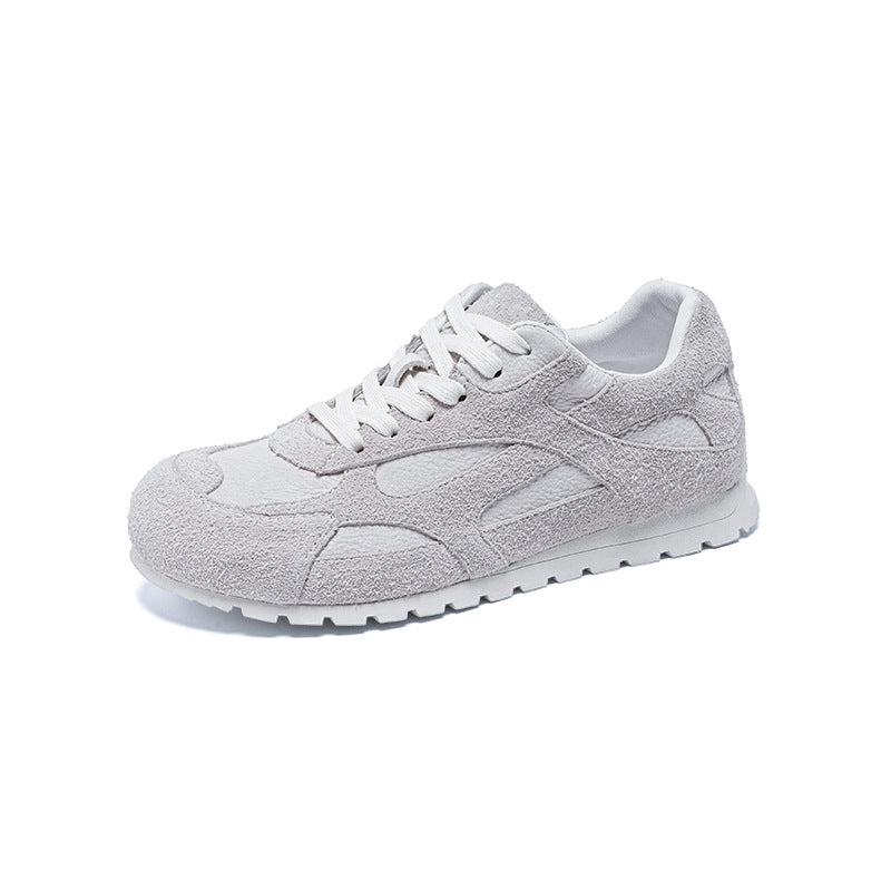 Women's White First Layer Cowhide Flat Pumps Comfortable Women's Casual Shoes