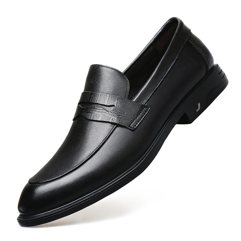 Men's Autumn Slip On Comfortable Cowhide Surface Groom Men's Casual Leather Shoes