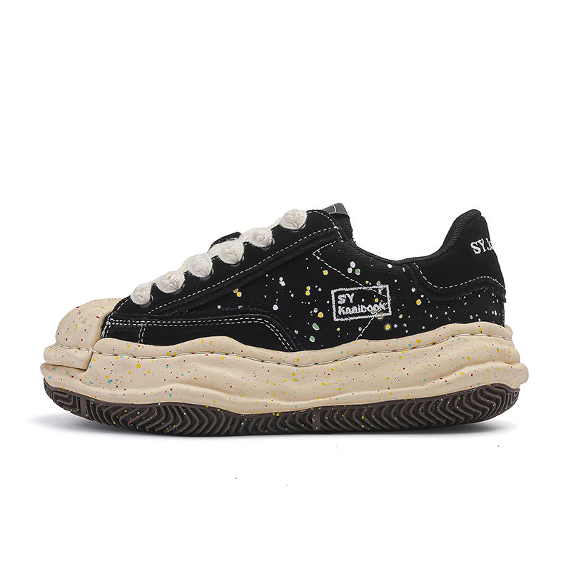 Women's & Men's Niche Black Splash Ink Shell Toe Dissoed Men's Board Shoes