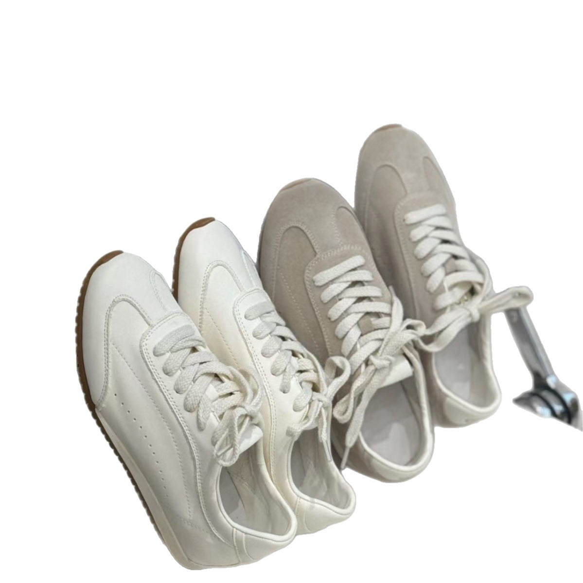 Red Rhyme Cow Suede Stitching Sports German Training Retro Easy Women's Casual Shoes