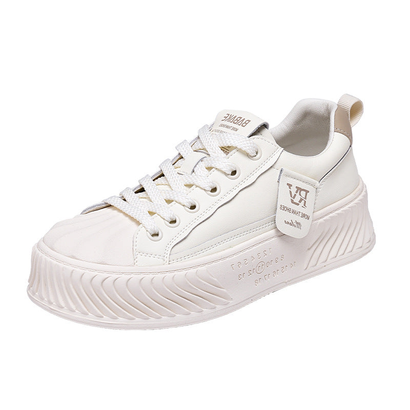 Autumn Biscuit Shape Genuine Sports White Casual Shoes