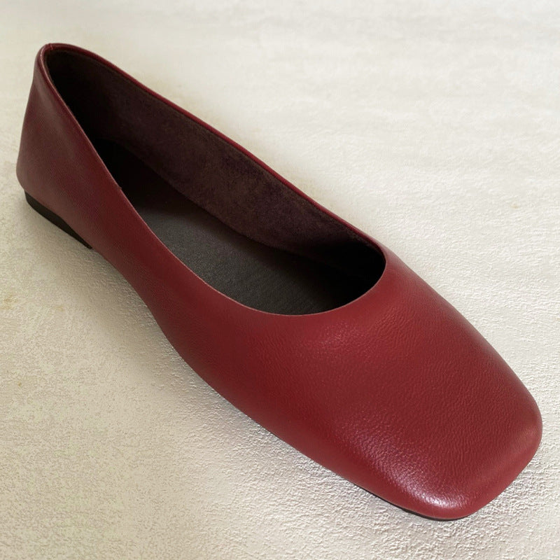 Women's Summer Flat Square Toe Ballet Low-cut Low Comfort Light Heels