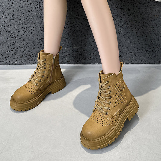Women's Hollow Martin Genuine Hole Retro Style Boots