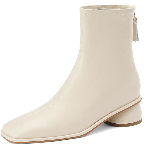 Women's Beige Comfortable Thick British Style Martin Boots