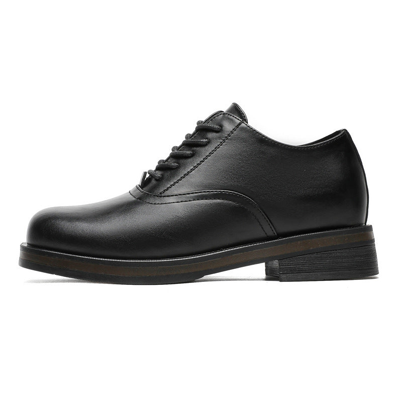 Men's Retro Commuter British Invisible Thick Bottom Heightened Trendy Leather Shoes