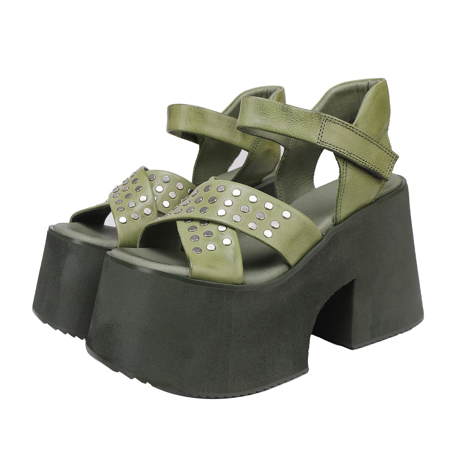 Women's Summer Pure Cowhide Small High-heeled Roman Sandals