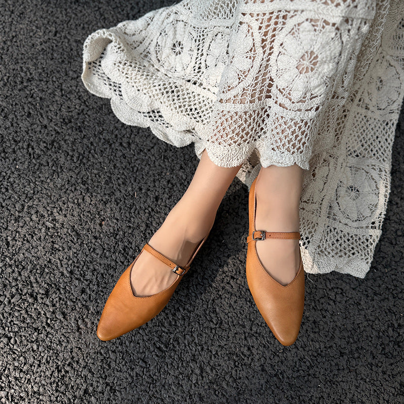 Women's Toe Buckle Flat Soft Bottom Surface Korean Women's Casual Shoes
