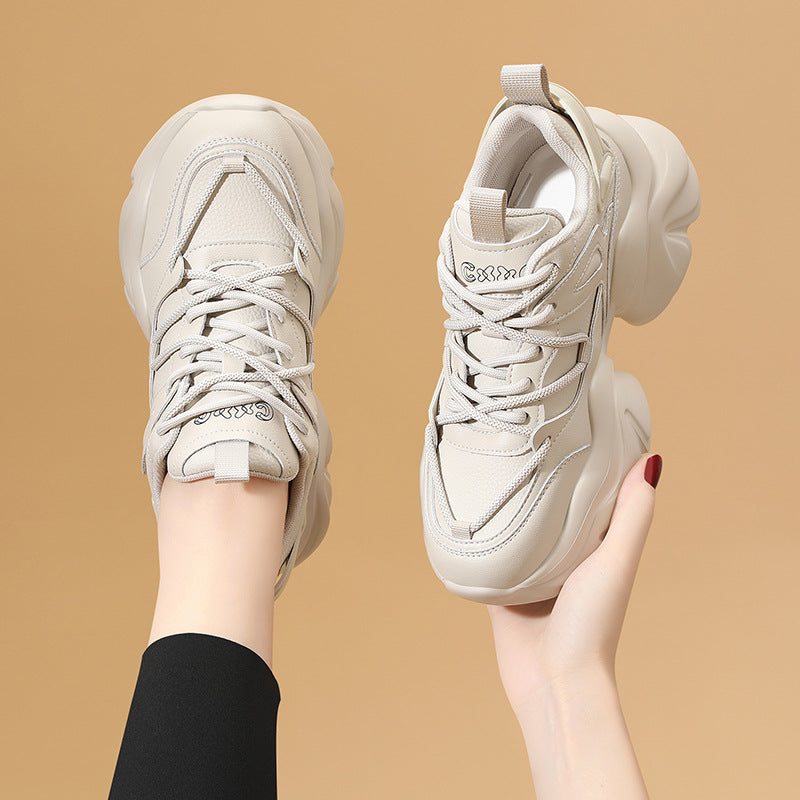 Women's Black Daddy Thick Bottom Increased Feet Sneakers