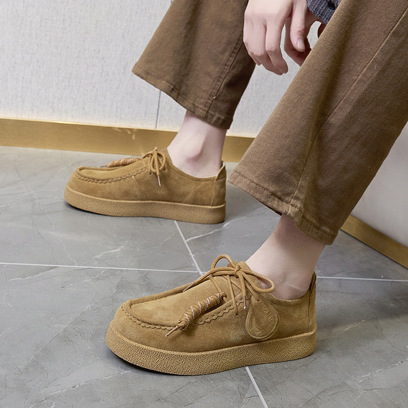 Women's & Men's Couple Platform Kangaroo Biscuit Derby Retro Women's Sports Shoes