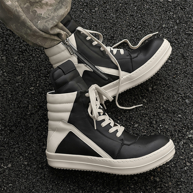 Men's Spring Fashionable Inverted Triangle Plaid Trendy Middle Thick Bottom Height Men's Casual Shoes
