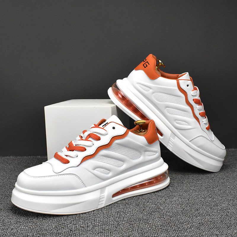 Men's White Height Increasing Insole Breathable Trendy Casual Shoes