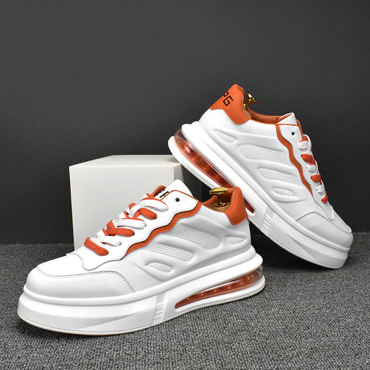 Men's White Height Increasing Insole Breathable Trendy Casual Shoes