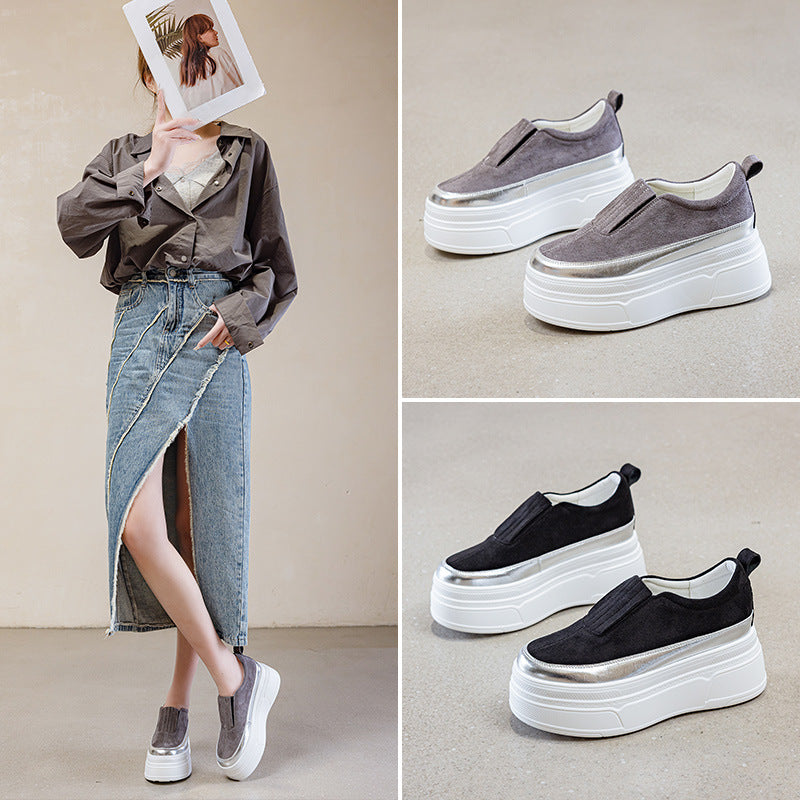 Women's Solid Color Height Increasing Insole Breathable Comfortable Women's Casual Shoes