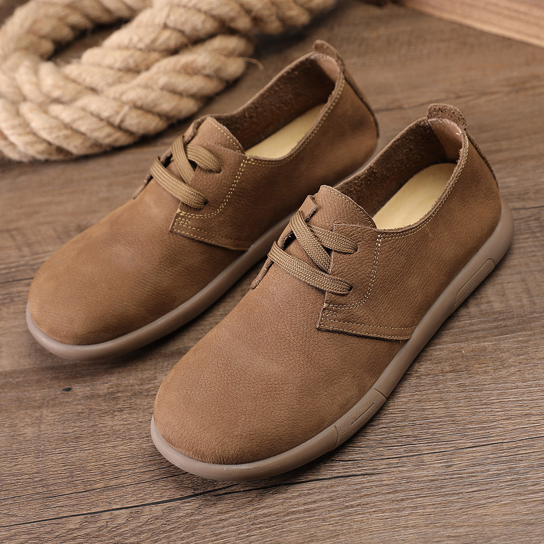 Men's Single Layer British Leisure Top Cowhide Soft Bottom Comfortable Big Leather Shoes