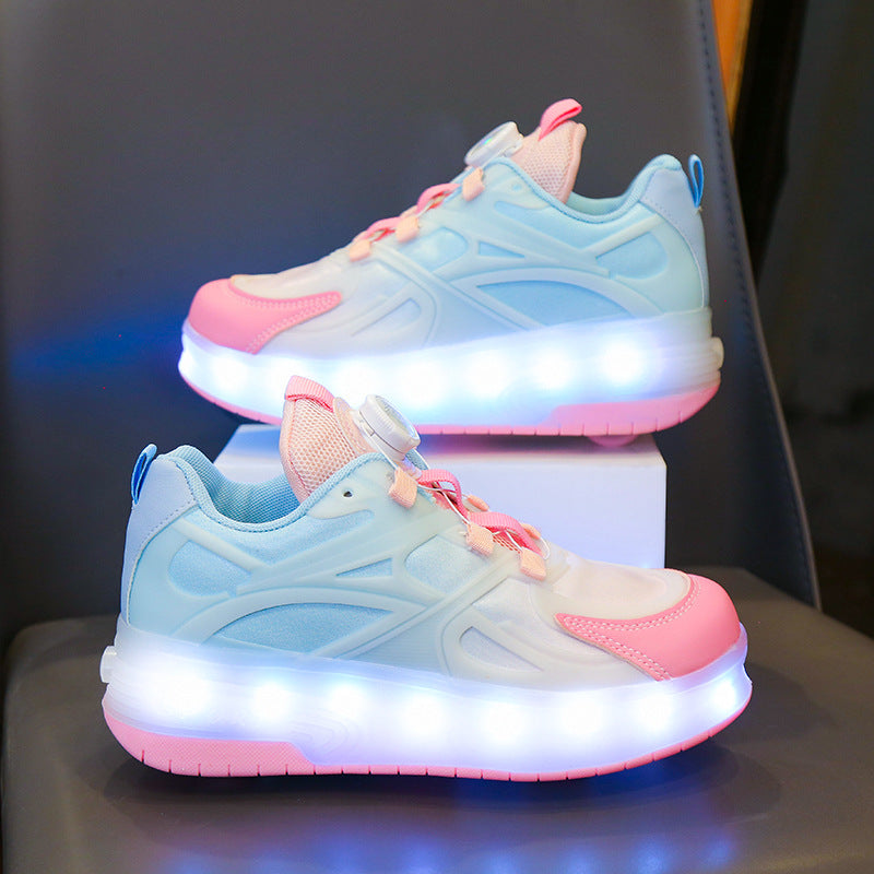 Rechargeable Colorful Light Horse Running Button Kid's Sneakers