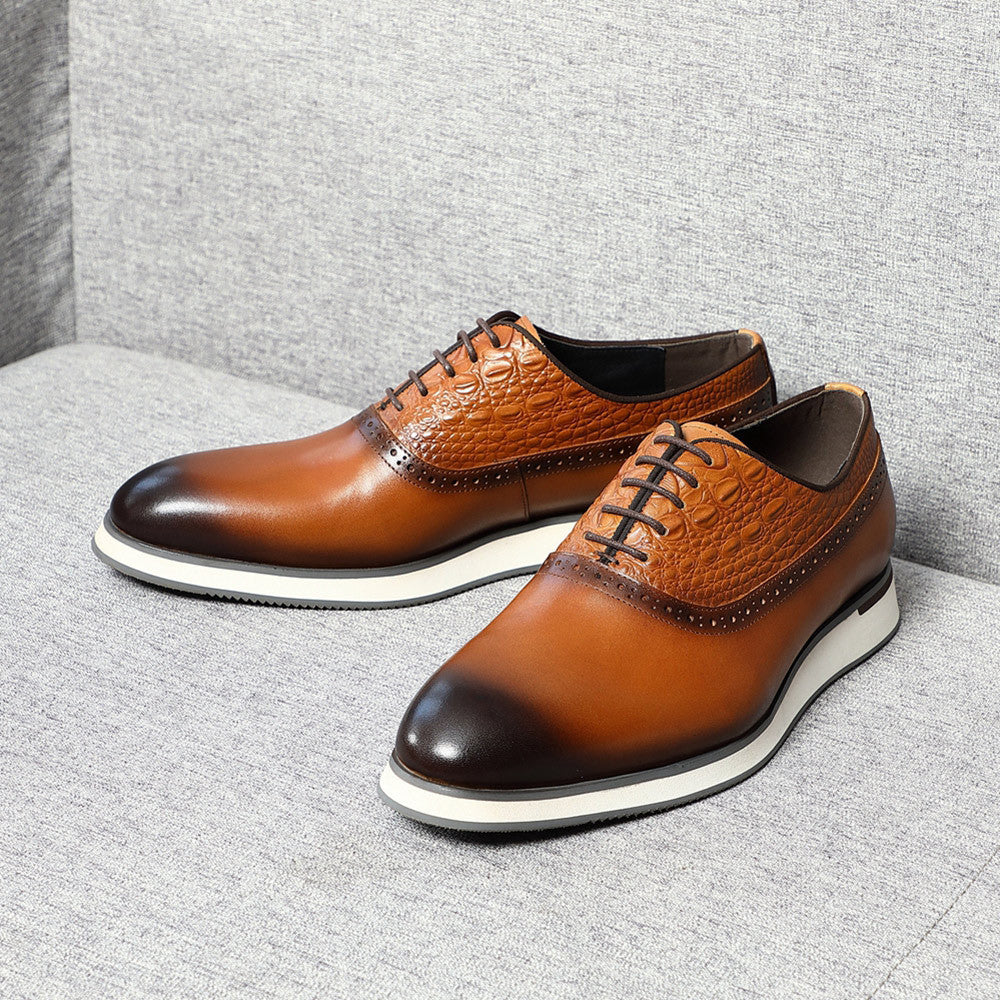 Men's Business Formal Wear British Hand-rub Color Leather Shoes