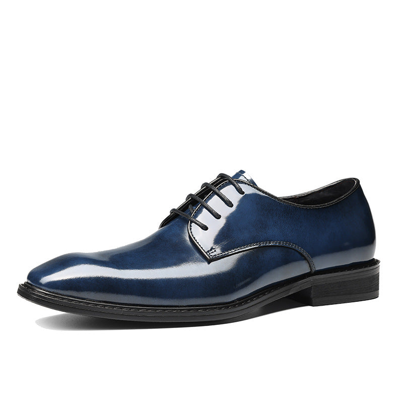 Men's First Layer Cowhide Gentleman Formal Slit Bead Leather Shoes