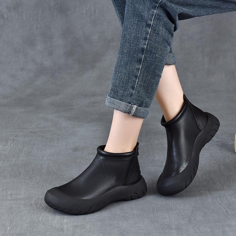 Women's Of Cowhide Vintage Chelsea Ankle Soft Bottom Short Women's Leather Boots