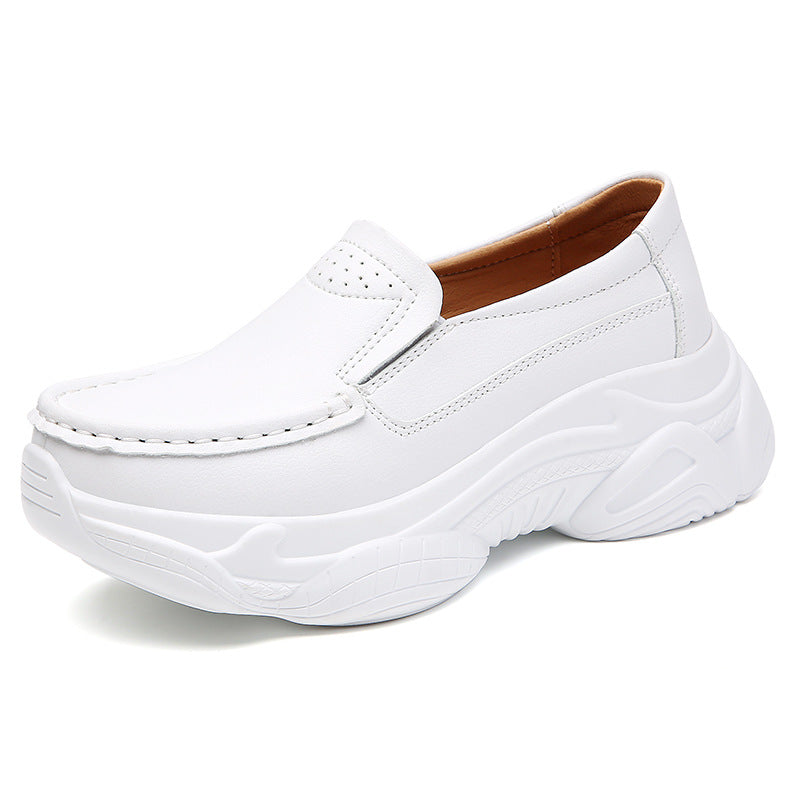 Women's & Men's Size Muffin Bottom Rocking White Slip-on Men's Shoes