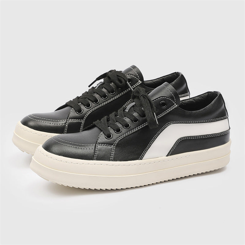 Thick Bottom Fashion Comfortable White Laser Hollow Out Niche Minimalist Men's Board Shoes