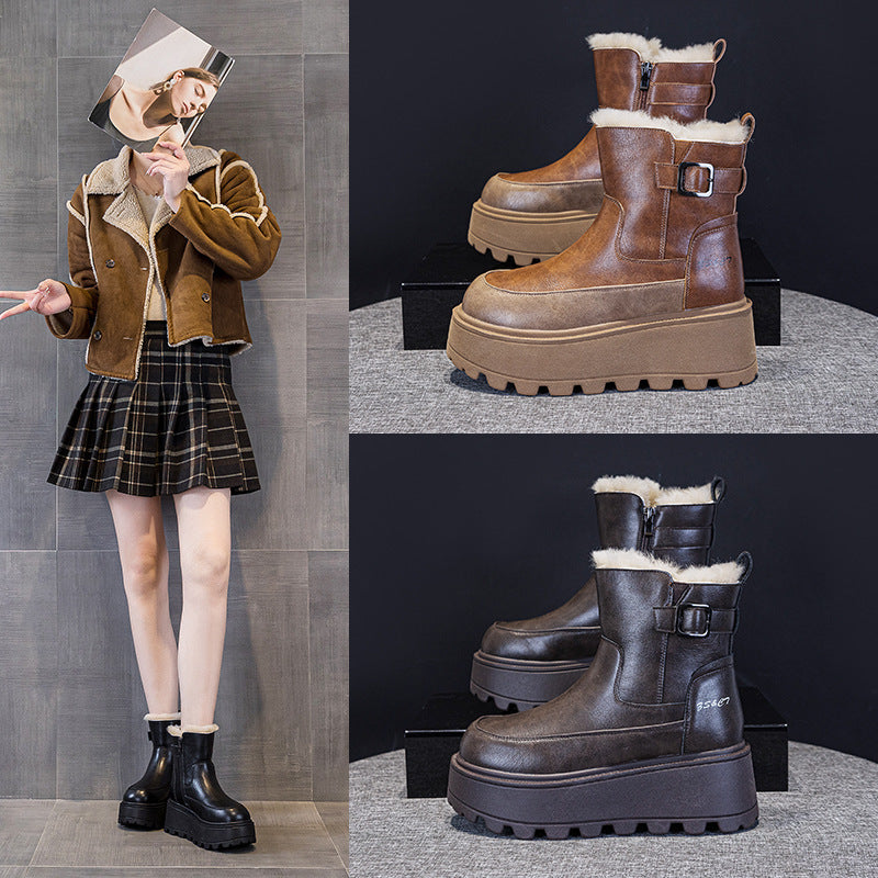 Women's Martin Small Fleece-lined British Style Retro Women's Casual Shoes