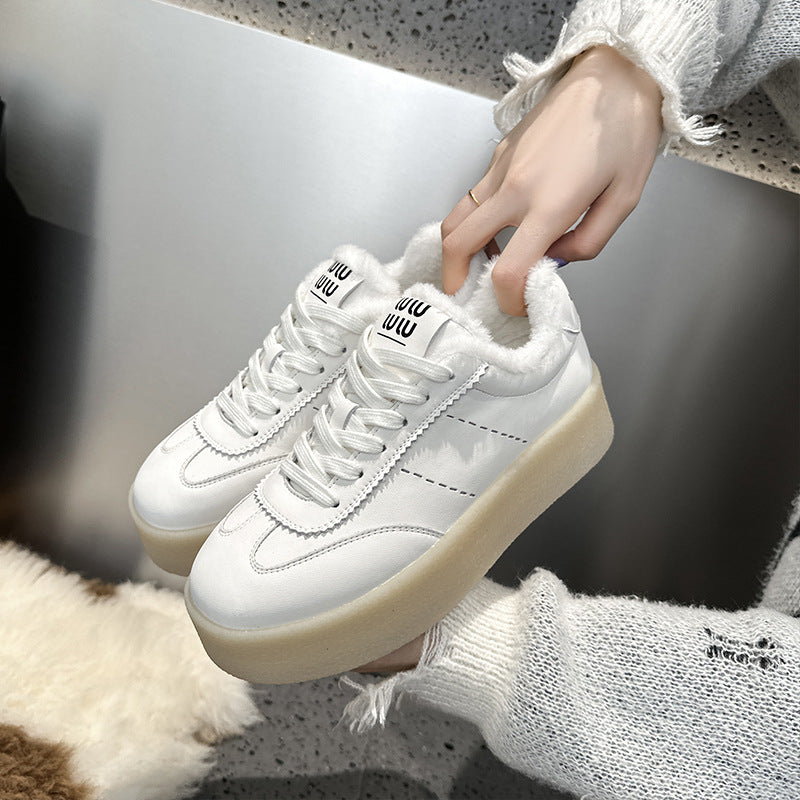 Women's Round Head Thick Bottom Elevator Wild Women's Shoes