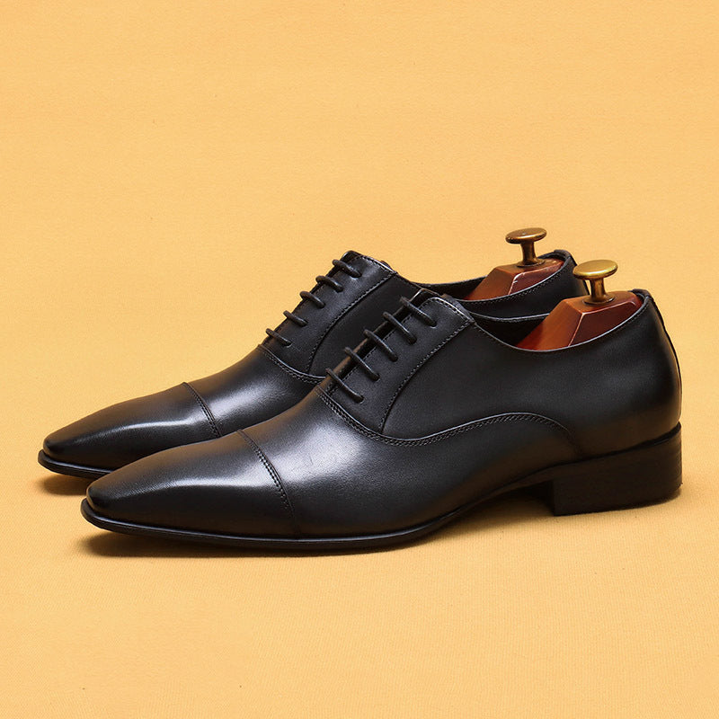 Men's Formal Wear British Pointed Oxford Black Leather Shoes
