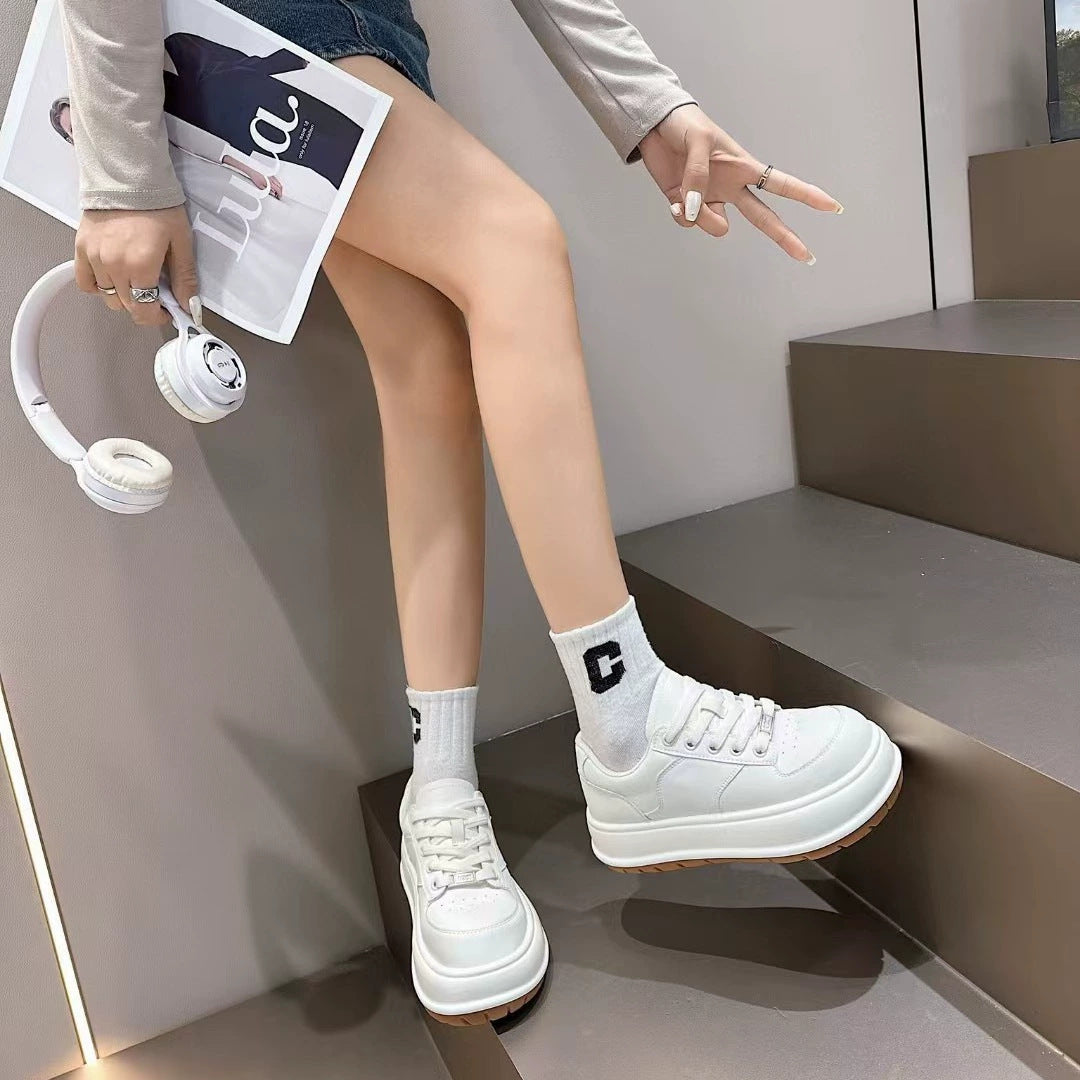 Women's Large Size Genuine Platform White Autumn Super Popular Thick Bottom Women's Casual Shoes