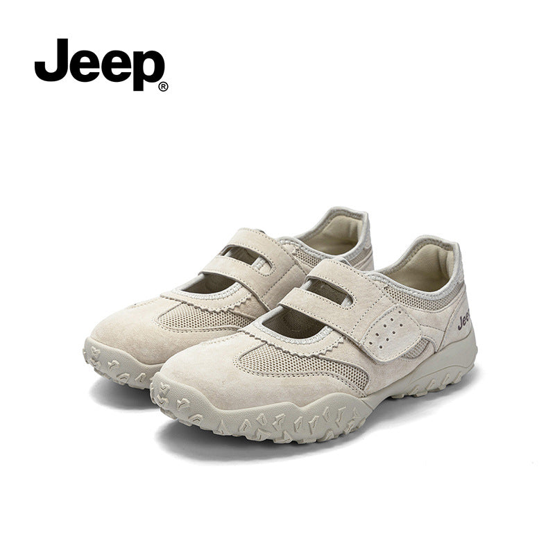 Women's Jeep Velcro Mary Jane Autumn Breathable Mesh Versatile Retro Women's Fashion Shoes