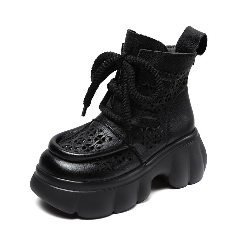 Women's Roman Retro High-heeled With Ethnic Hollow Booties Platform Sandals