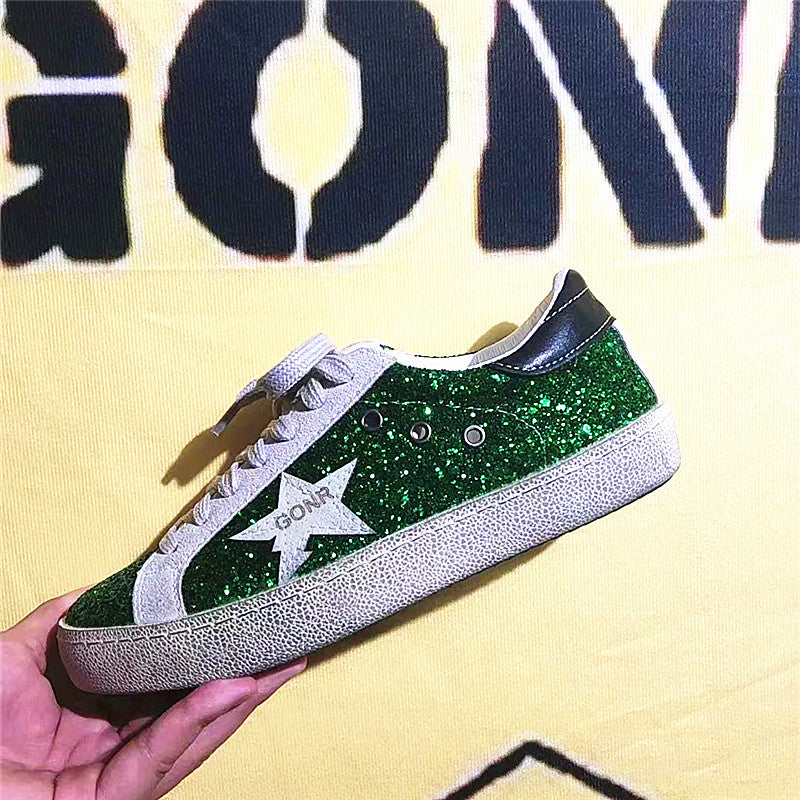 Women's & Men's Cowhide Distressed Dirty White Height Increasing Insole Couple Sneakers